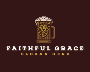 Lion Beer Mug logo design