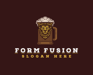 Lion Beer Mug logo design