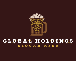 Lion Beer Mug logo design