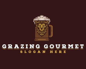 Lion Beer Mug logo design