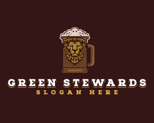 Lion Beer Mug logo design