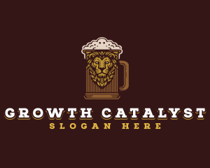 Lion Beer Mug logo design