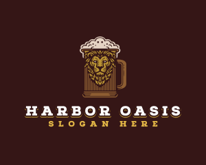 Lion Beer Mug logo design