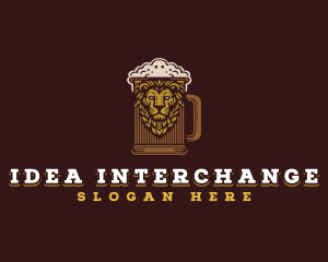 Lion Beer Mug logo design