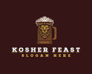 Lion Beer Mug logo design