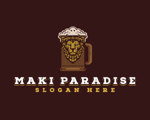 Lion Beer Mug logo design