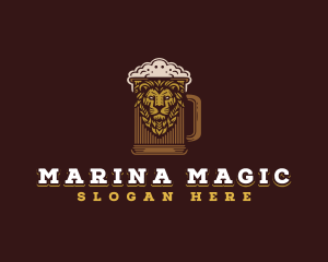 Lion Beer Mug logo design