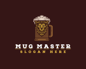 Lion Beer Mug logo design