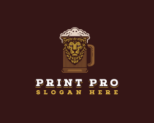 Lion Beer Mug logo design