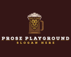 Lion Beer Mug logo design