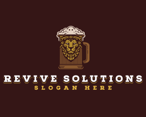 Lion Beer Mug logo design