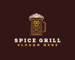 Lion Beer Mug logo design