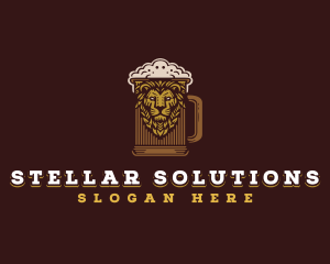 Lion Beer Mug logo design