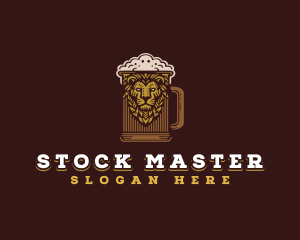 Lion Beer Mug logo design