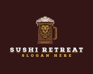 Lion Beer Mug logo design