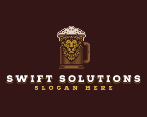 Lion Beer Mug logo design