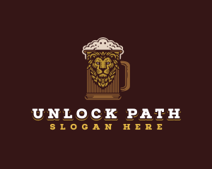 Lion Beer Mug logo design