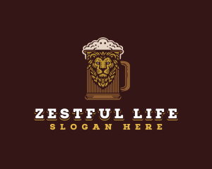 Lion Beer Mug logo design