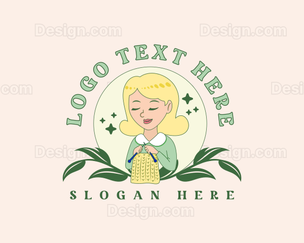 Female Crafter Knitting Logo