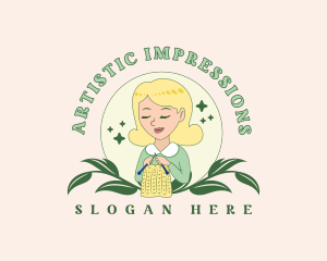 Female Crafter Knitting logo design