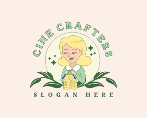 Female Crafter Knitting logo design