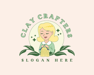 Female Crafter Knitting logo design