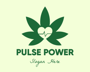 Heart Pulse Weed logo design