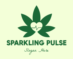 Heart Pulse Weed logo design