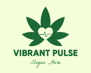 Heart Pulse Weed logo design