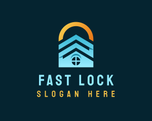 House Roofing Lock logo design