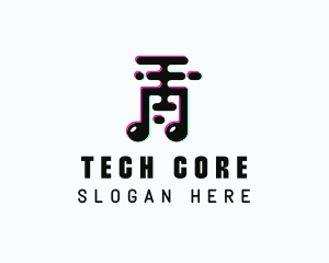 Glitch Music Note  logo design