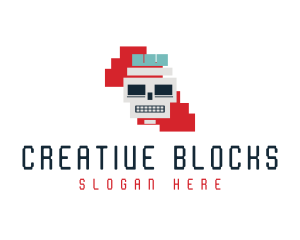 Skull Block Puzzle  logo design