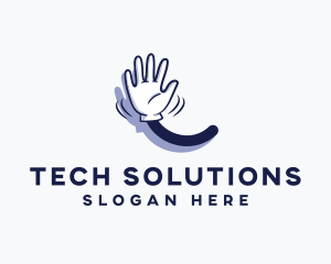 Cartoon Hand Wave Sign Logo