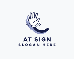 Cartoon Hand Wave Sign logo design