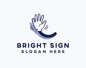 Cartoon Hand Wave Sign logo