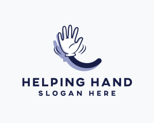 Cartoon Hand Wave Sign logo design