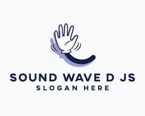 Cartoon Hand Wave Sign logo design