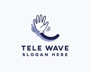 Cartoon Hand Wave Sign logo design