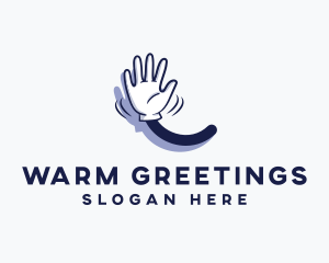 Cartoon Hand Wave Sign logo design