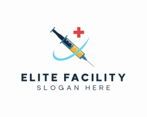 Medical Syringe Vaccine logo design