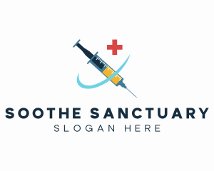 Medical Syringe Vaccine logo design