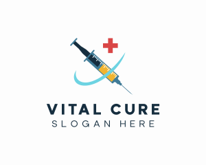 Medical Syringe Vaccine logo design