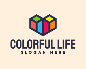 Colorful Geometric Heart logo design