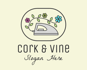 Flower Vine Flat Iron logo design