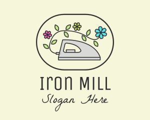 Flower Vine Flat Iron logo design