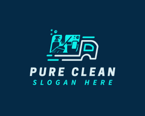 Disinfectant Cleaning Truck logo design