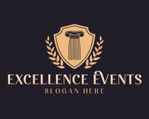 Pillar Shield Wreath logo