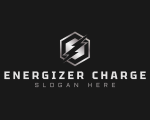 Hexagon Lightning Thunderbolt logo design