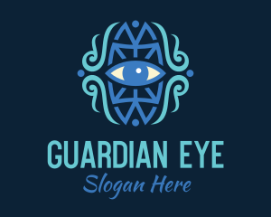 Blue Ethnic Eye logo design