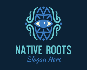 Blue Ethnic Eye logo design